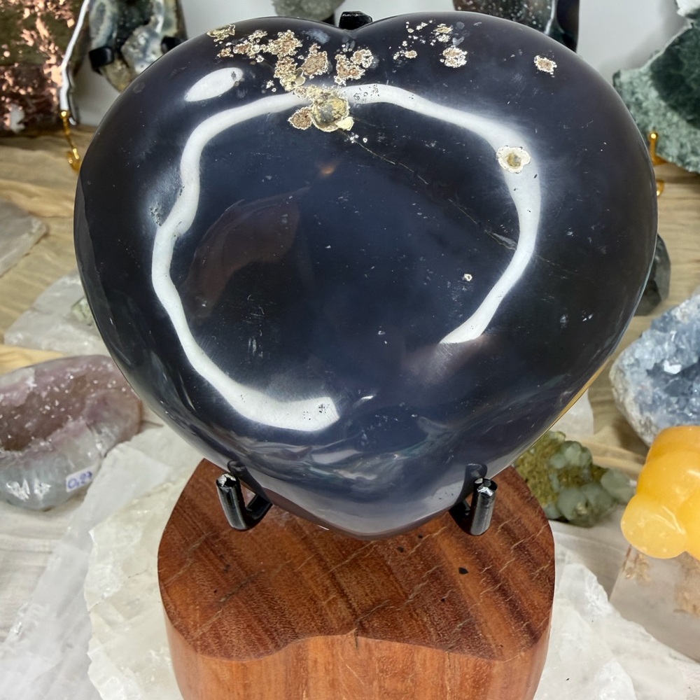 Ocean Blue Sugary Agate Druzy Heart • Uruguay • Natural Blue Agate • 0022 - Picture 3 of 4